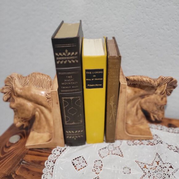 Vintage Set Of Ceramic Horse Head Bookends MCM Hobbyist Unsigned Equestrian West - Picture 4 of 13